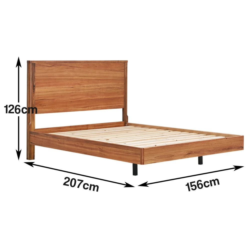 LIVARA 425 Queen Bed Frame, Solid Blackwood, Rounded Corners, Minimalist Design, Strong Construction, Contemporary Scandinavian Style, Natural Finish