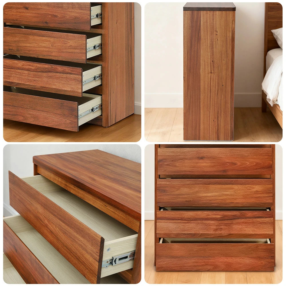 LIVARA 427 Tallboy in Solid Blackwood with Five Drawers, Rounded Edges, Metal Runners and Natural Finish