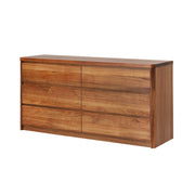 LIVARA 428 Dresser, Solid Blackwood, Six Drawers, Metal Runners, Minimalist Scandinavian Style, Rounded Edges, Natural Finish