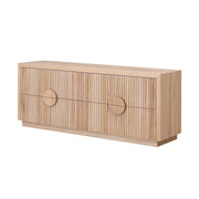 LIVARA 433 Chest of Drawers, Solid & Veneer Ash Wood, Circular Handles, Four Drawers, Modern Scandinavian Style, Natural Finish