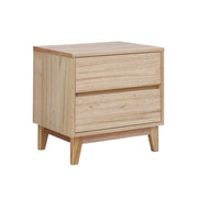 LIVARA 436 Bedside Table, Tasmanian Oak Veneer, Two Drawers, Solid Wood Legs, Minimalist Scandinavian Style, Natural Finish