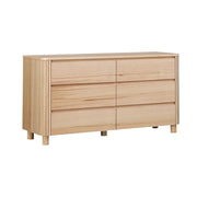 LIVARA 441 6-Drawer Dresser, Premium Ash Veneer, Rounded Corners, Wooden Handles, Modern Minimalist Design, Durable Structure - Natural Finish