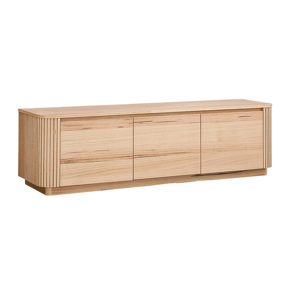 LIVARA 444 TV Unit - Premium Ash Veneer - Grooved Detailing - Rounded Corners - Modern Minimalist Design - Natural Finish