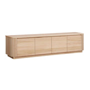LIVARA 445 4-Door TV Unit with Premium Ash Veneer, Grooved Texture, Rounded Corners and Natural Wood Finish