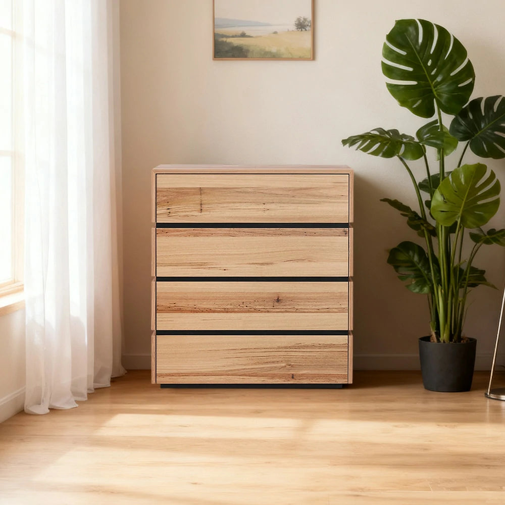 LIVARA 454 Veneer Tallboy in Blackbutt Finish, Natural Texture and Sleek Modern Design