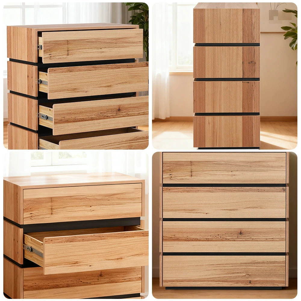 LIVARA 454 Veneer Tallboy in Blackbutt Finish, Natural Texture and Sleek Modern Design