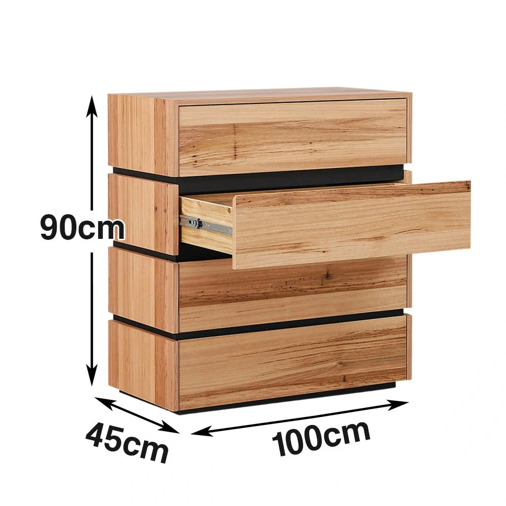 LIVARA 454 Veneer Tallboy in Blackbutt Finish, Natural Texture and Sleek Modern Design