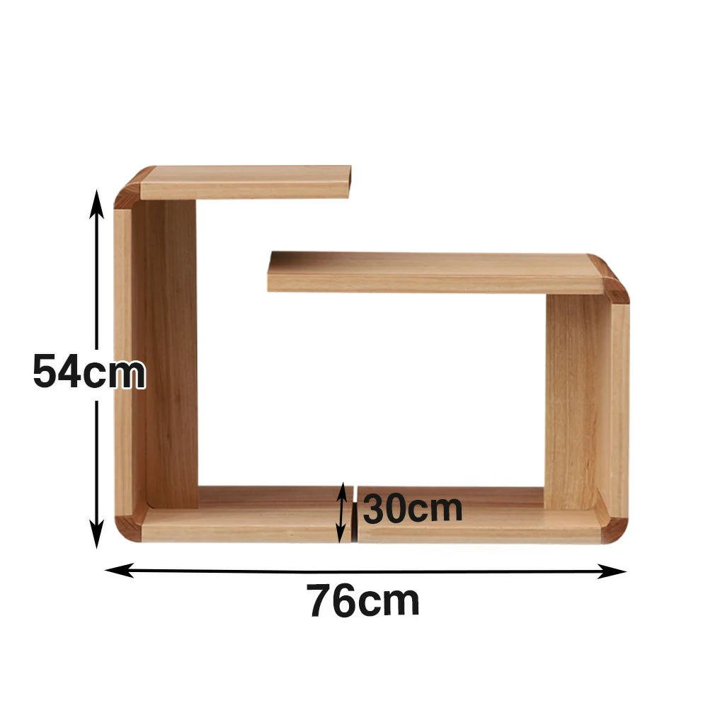 LIVARA 460 C-Shaped Bedside Table Set, Minimalist Double Side Tables with Light Timber Finish, Versatile Nightstand or Sofa End Table for Modern Interiors - Walnut