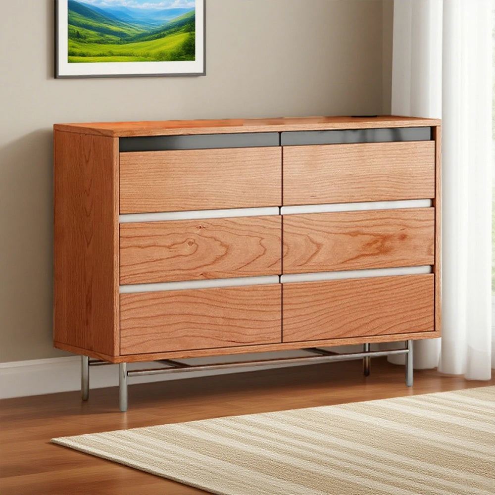 LIVARA 8808 Solid Wood Storage Cabinet 65/120/160cm, Soft-Close Tracks, Stainless Steel Legs, Modern Design - Wood and White