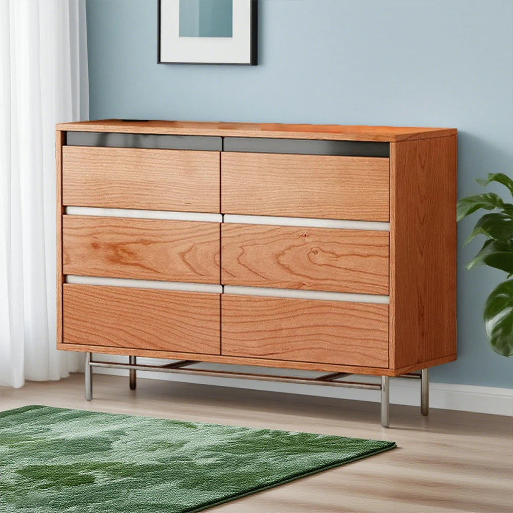 LIVARA 8808 Solid Wood Storage Cabinet 65/120/160cm, Soft-Close Tracks, Stainless Steel Legs, Modern Design - Wood and White