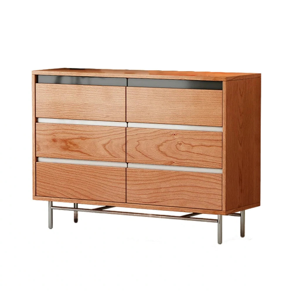 LIVARA 8808 Solid Wood Storage Cabinet 65/120/160cm, Soft-Close Tracks, Stainless Steel Legs, Modern Design - Wood and White