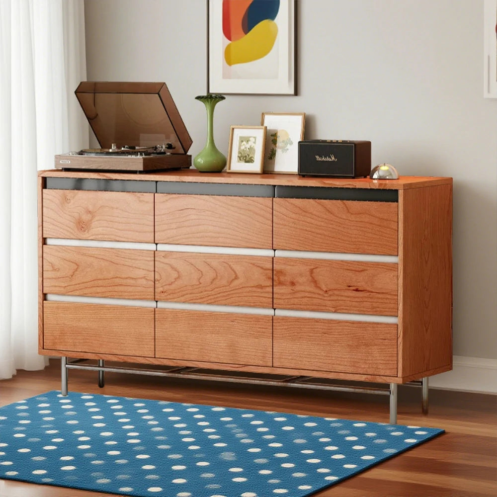 LIVARA 8808 Solid Wood Storage Cabinet 65/120/160cm, Soft-Close Tracks, Stainless Steel Legs, Modern Design - Wood and White