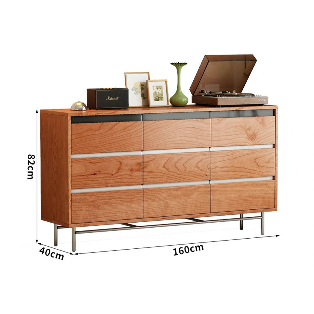 LIVARA 8808 Solid Wood Storage Cabinet 65/120/160cm, Soft-Close Tracks, Stainless Steel Legs, Modern Design - Wood and White