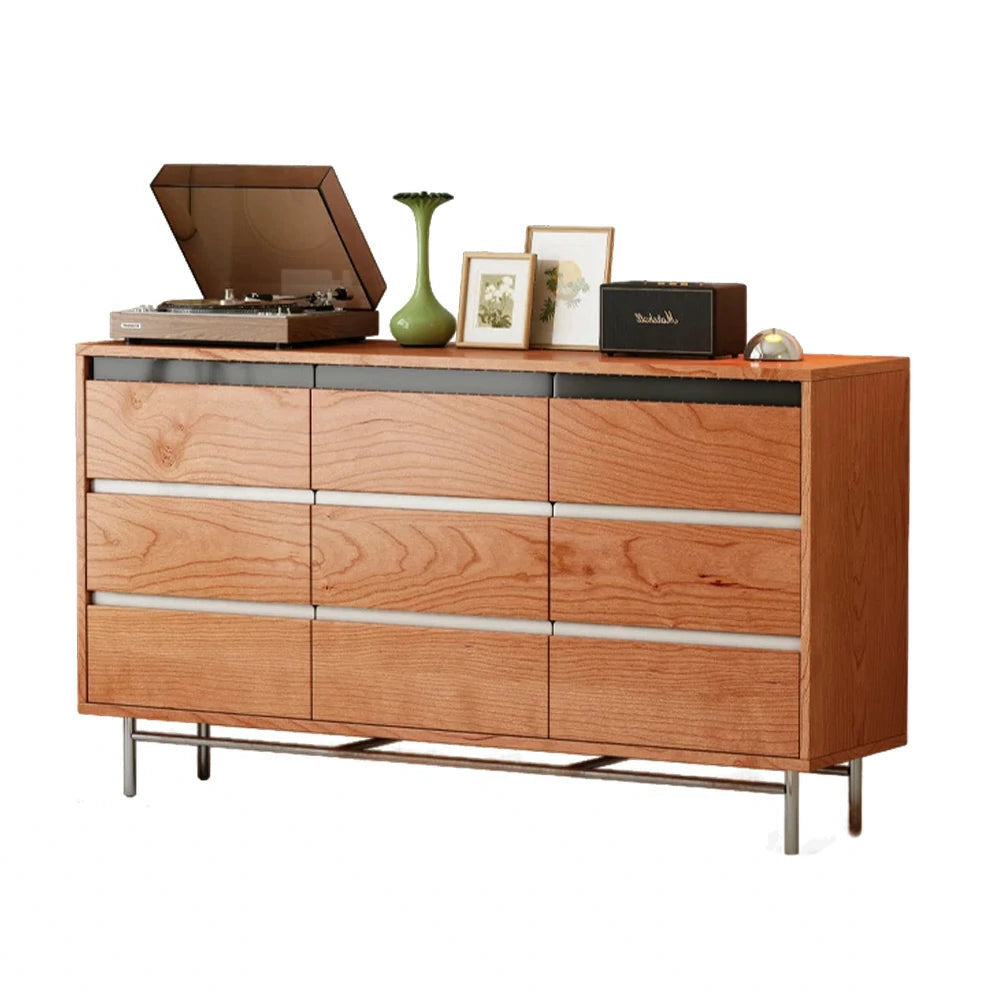 LIVARA 8808 Solid Wood Storage Cabinet 65/120/160cm, Soft-Close Tracks, Stainless Steel Legs, Modern Design - Wood and White