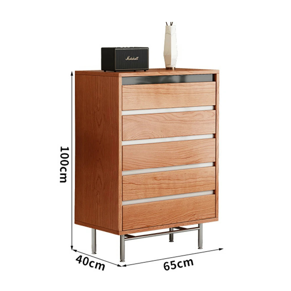LIVARA 8808 Solid Wood Storage Cabinet 65/120/160cm, Soft-Close Tracks, Stainless Steel Legs, Modern Design - Wood and White