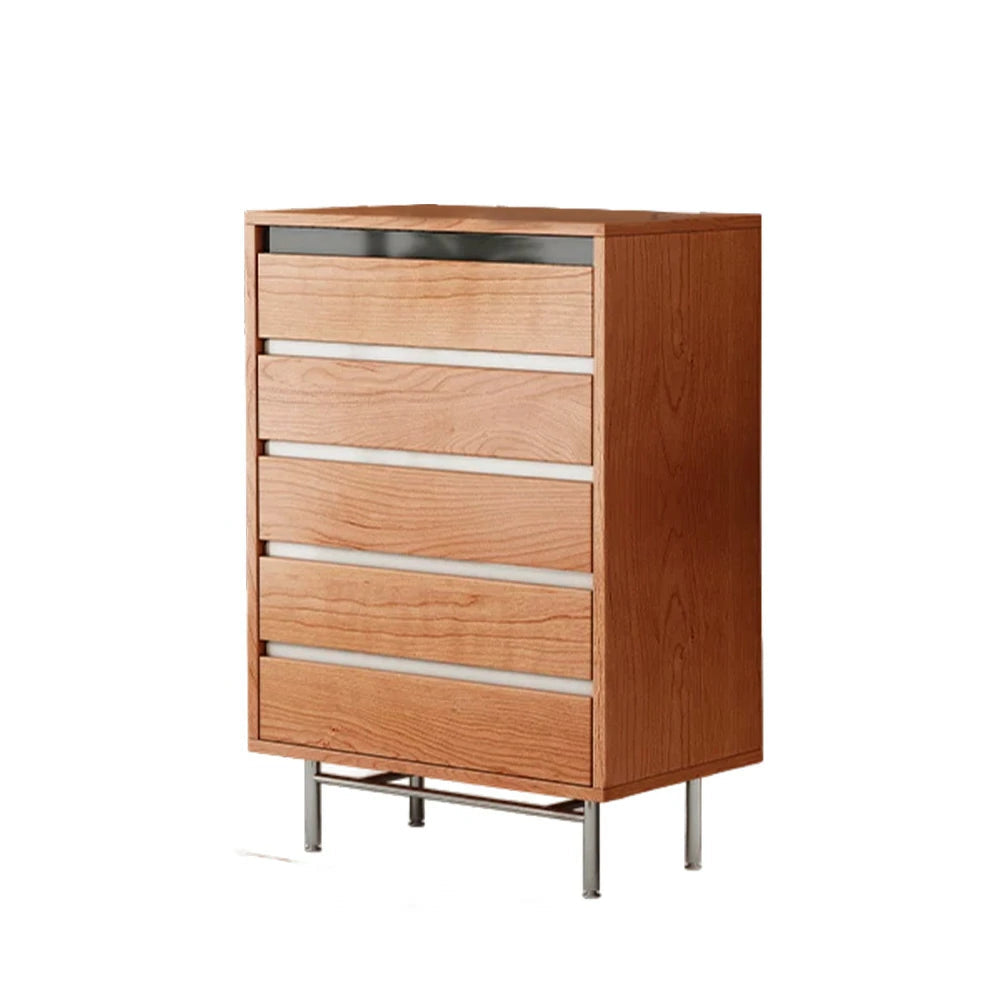 LIVARA 8808 Solid Wood Storage Cabinet 65/120/160cm, Soft-Close Tracks, Stainless Steel Legs, Modern Design - Wood and White