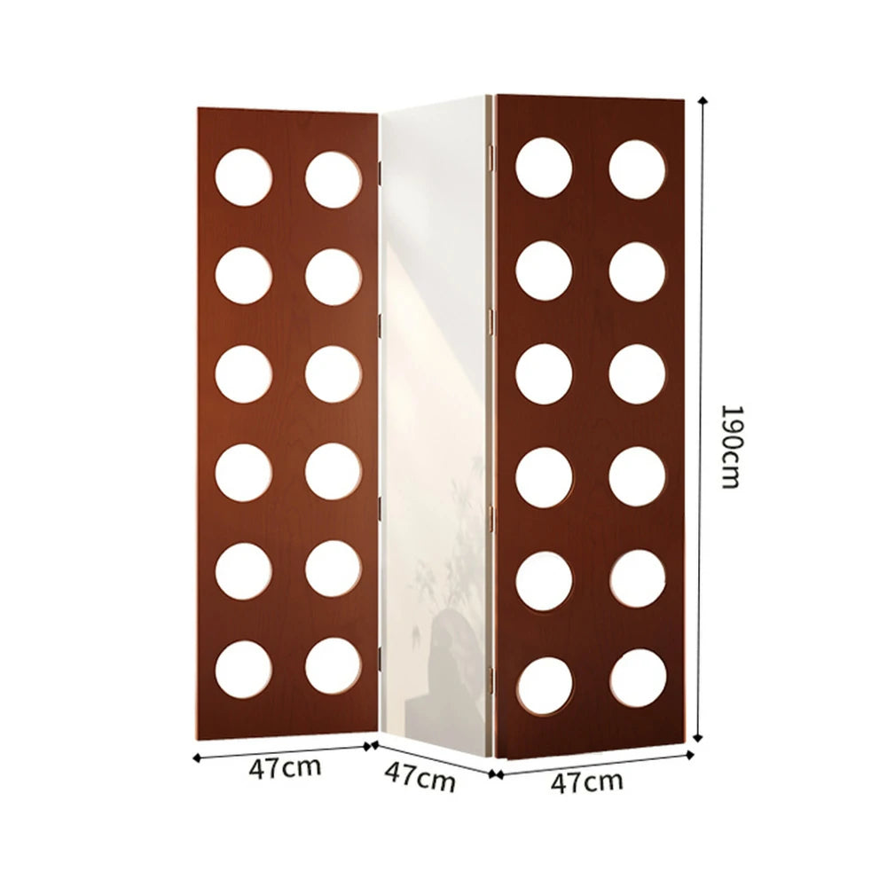 LIVARA 8810 Solid Wood Folding Room Divider, 180° Smooth Foldable Design, Cherry Veneer, Eco-Friendly Finish, Space-Saving - Wood and White