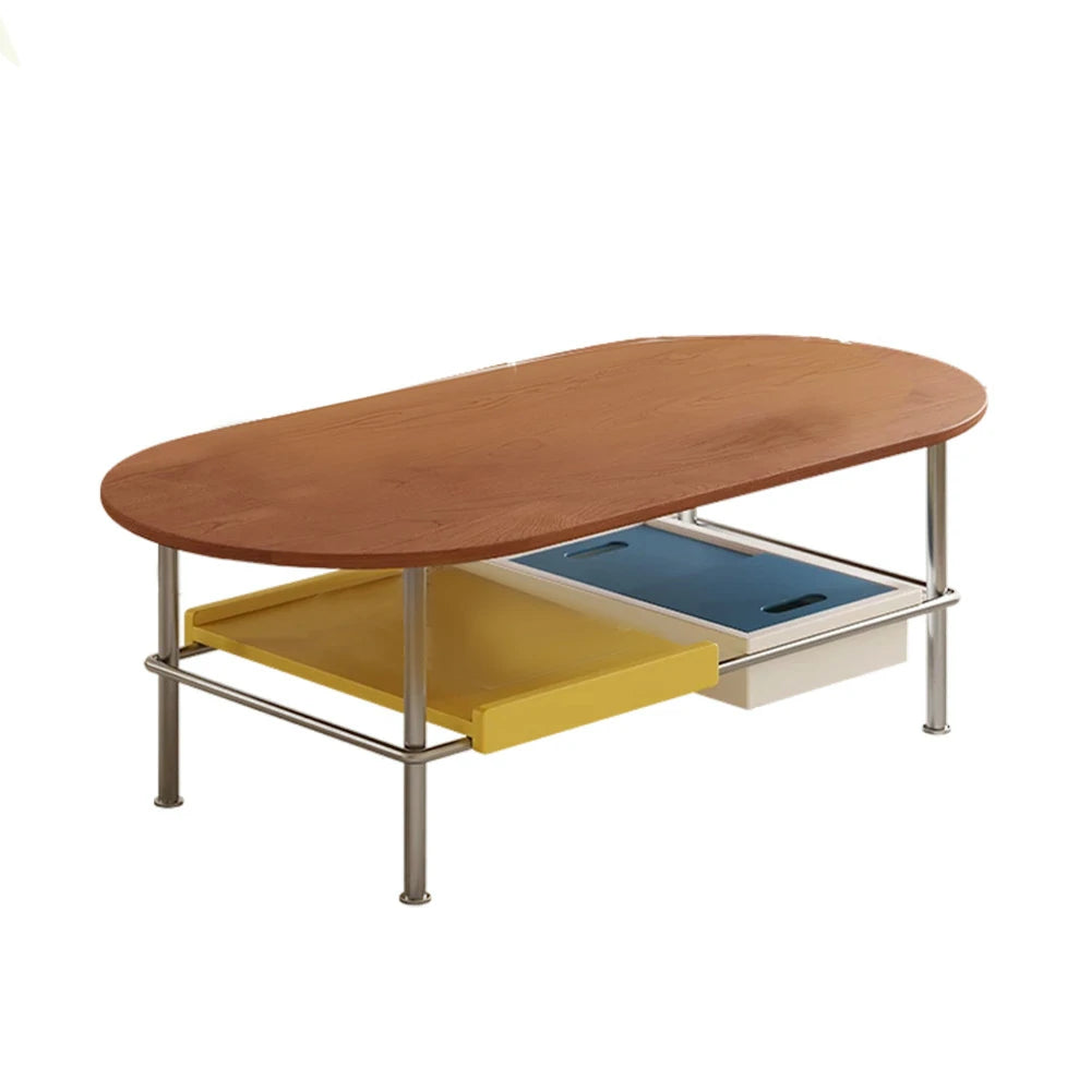 LIVARA 9952 Solid Wood Dining Table, Rubberwood with Cherry Veneer, 304 Stainless Steel Frame, Adjustable Foot Pads, Open Design - Wood