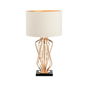 LIVARA Table Lamp Electroplated Metal Frame Fabric Shade Natural Marble Base Elegant & Versatile Design - White
