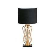 LIVARA Table Lamp Electroplated Metal Frame Fabric Shade Natural Marble Base Elegant & Versatile Design - Black