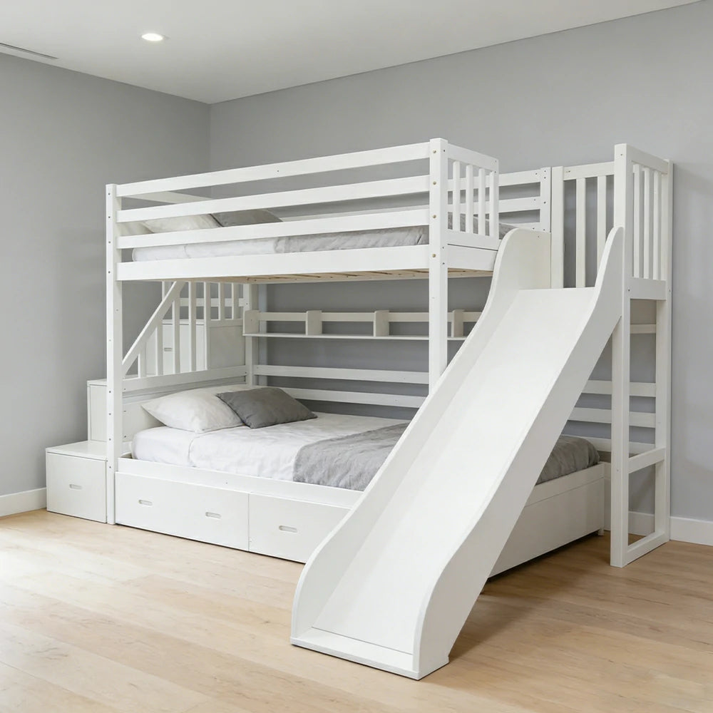 Only Slide! LIVARA Space-Saving Slide Attachment for SF01 Bunk Bed - White