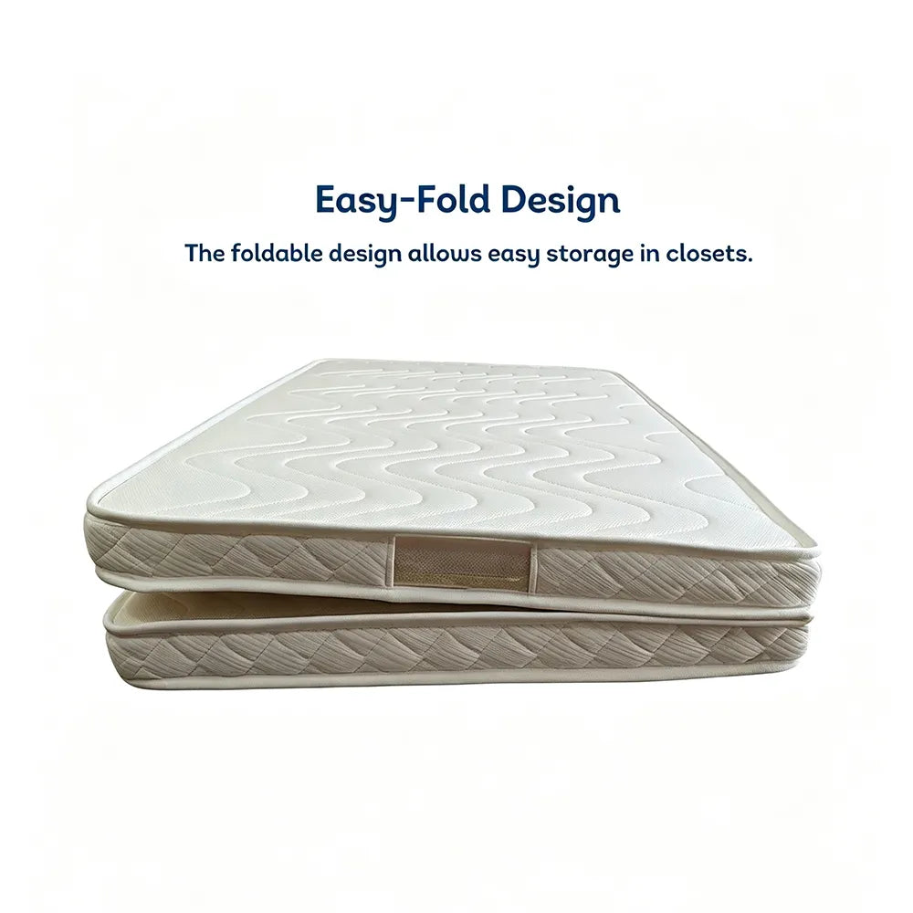 LIVARA Single Foldable Mattress - 6cm Thick Portable Sleeping Mat for Guest Room, Camping & Travel - White