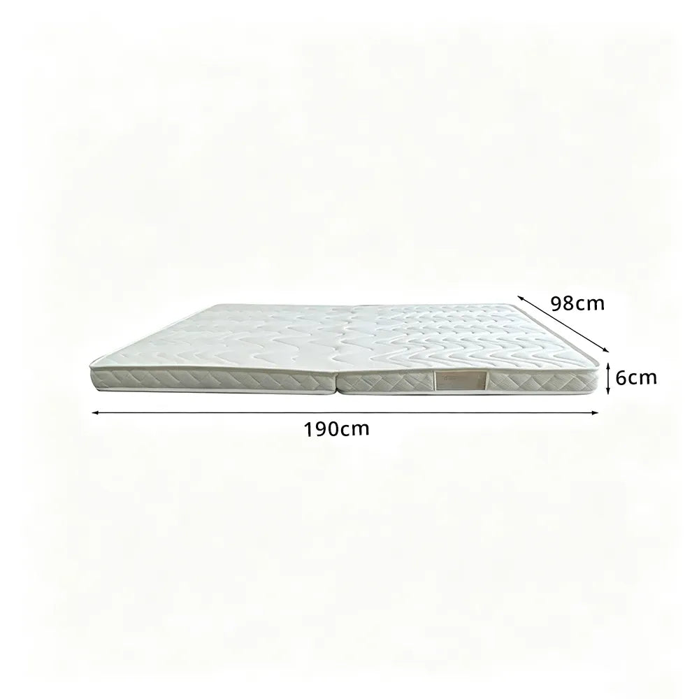 LIVARA Single Foldable Mattress - 6cm Thick Portable Sleeping Mat for Guest Room, Camping & Travel - White