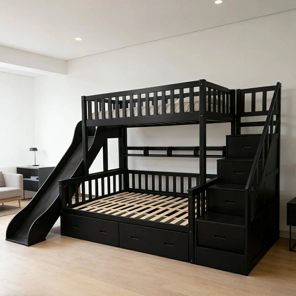 Only Slide! LIVARA Space-Saving Slide Attachment for SF01 Bunk Bed - Black