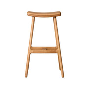 LIVARA Solid Wood Bar Stool - Ergonomic Saddle Seat, Reinforced Triangular Frame, Natural Timber Grain, Built-in Footrest Support - Wood