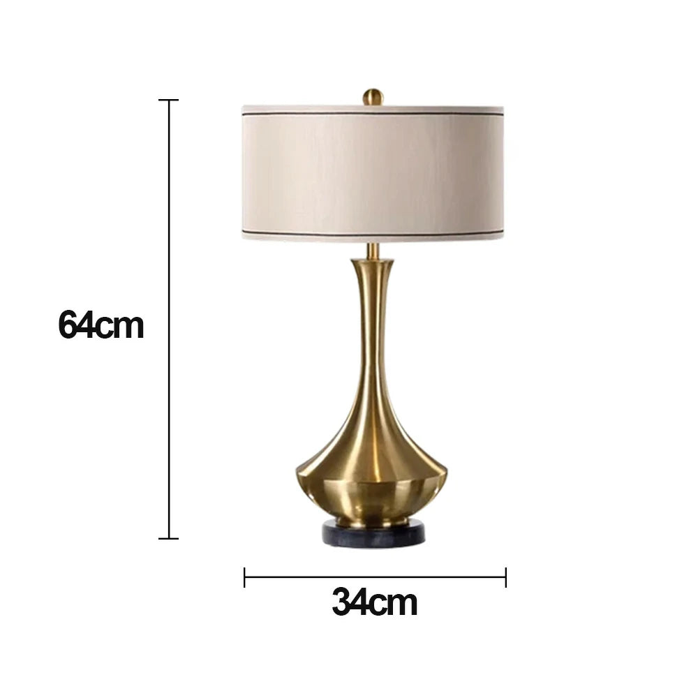 LIVARA Table Lamp Handmade Fabric Shade E27 Socket Natural Marble Base Elegant Design & Soft Lighting