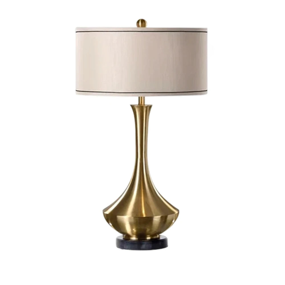 LIVARA Table Lamp Handmade Fabric Shade E27 Socket Natural Marble Base Elegant Design & Soft Lighting