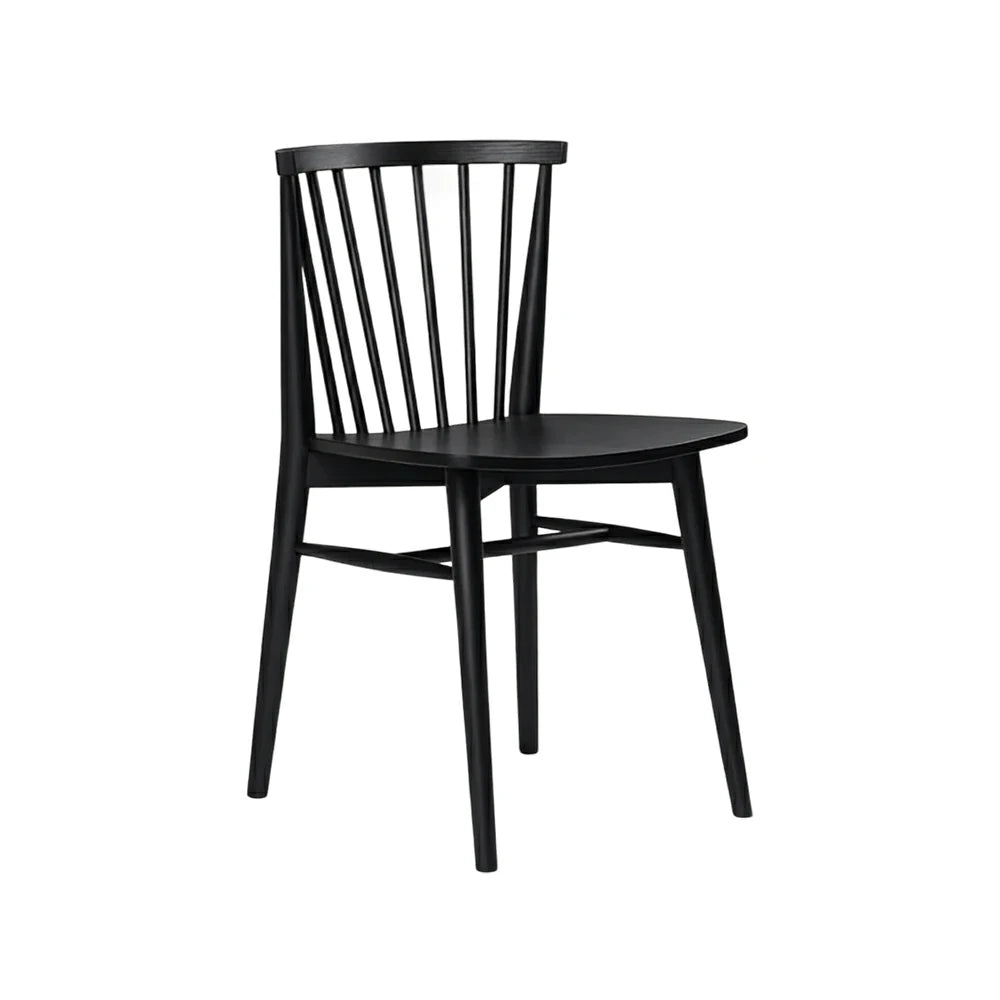 LIVARA Nordic Solid Wood Dining Chair - Ergonomic Slat Back with Reinforced Frame & Stable Legs, Minimalist Kitchen Seat - Black