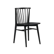 LIVARA Nordic Solid Wood Dining Chair - Ergonomic Slat Back with Reinforced Frame & Stable Legs, Minimalist Kitchen Seat - Black