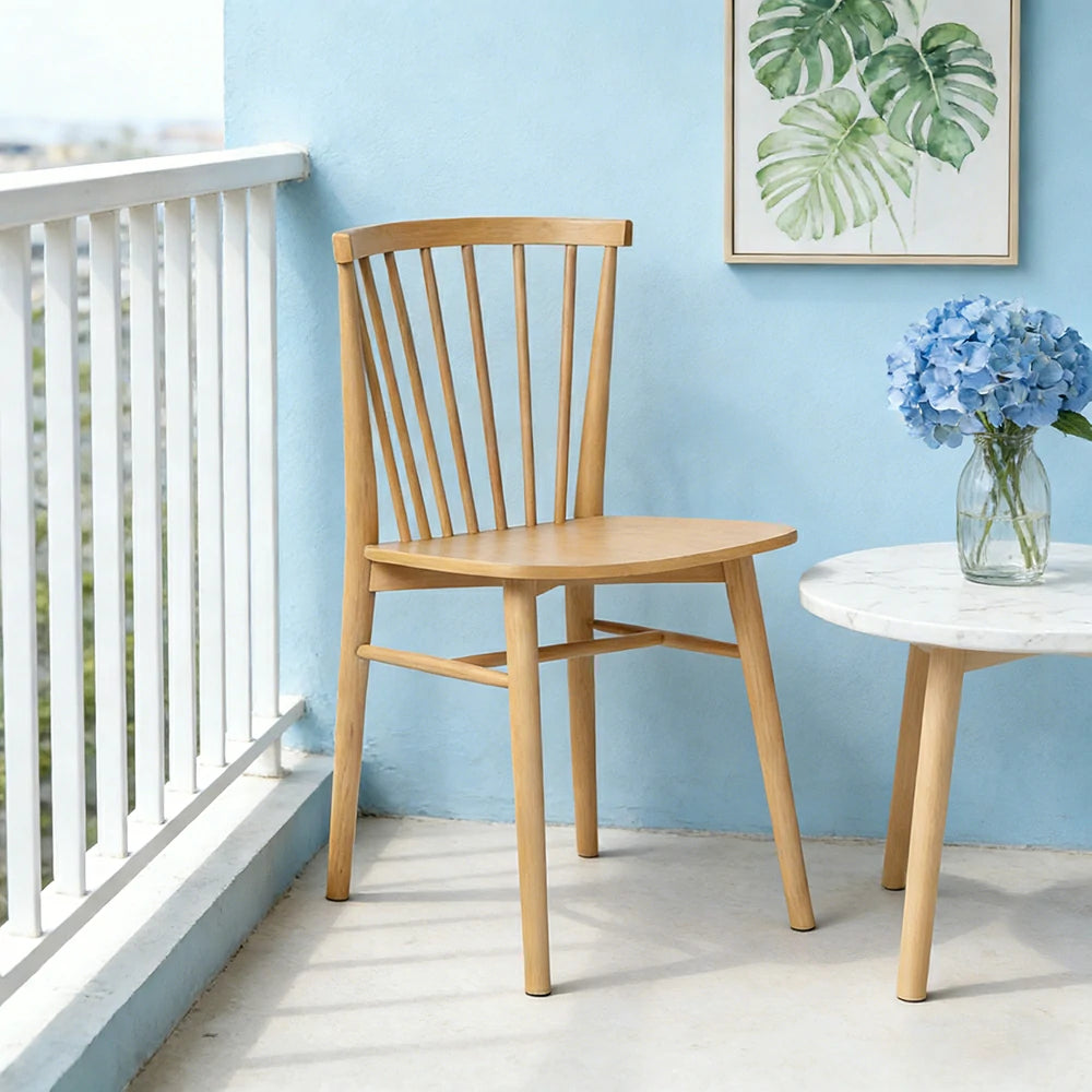 LIVARA Nordic Solid Wood Dining Chair - Ergonomic Slat Back with Reinforced Frame & Stable Legs, Minimalist Kitchen Seat - Wood