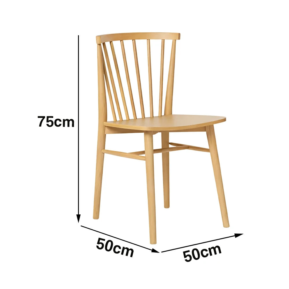 LIVARA Nordic Solid Wood Dining Chair - Ergonomic Slat Back with Reinforced Frame & Stable Legs, Minimalist Kitchen Seat - Wood