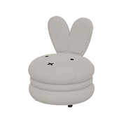 LIVARA Bunny-Shaped Sherpa Upholstered Stool, High-Resilience Foam Cushion, Solid Wood Frame, Wide Comfort Seat - White