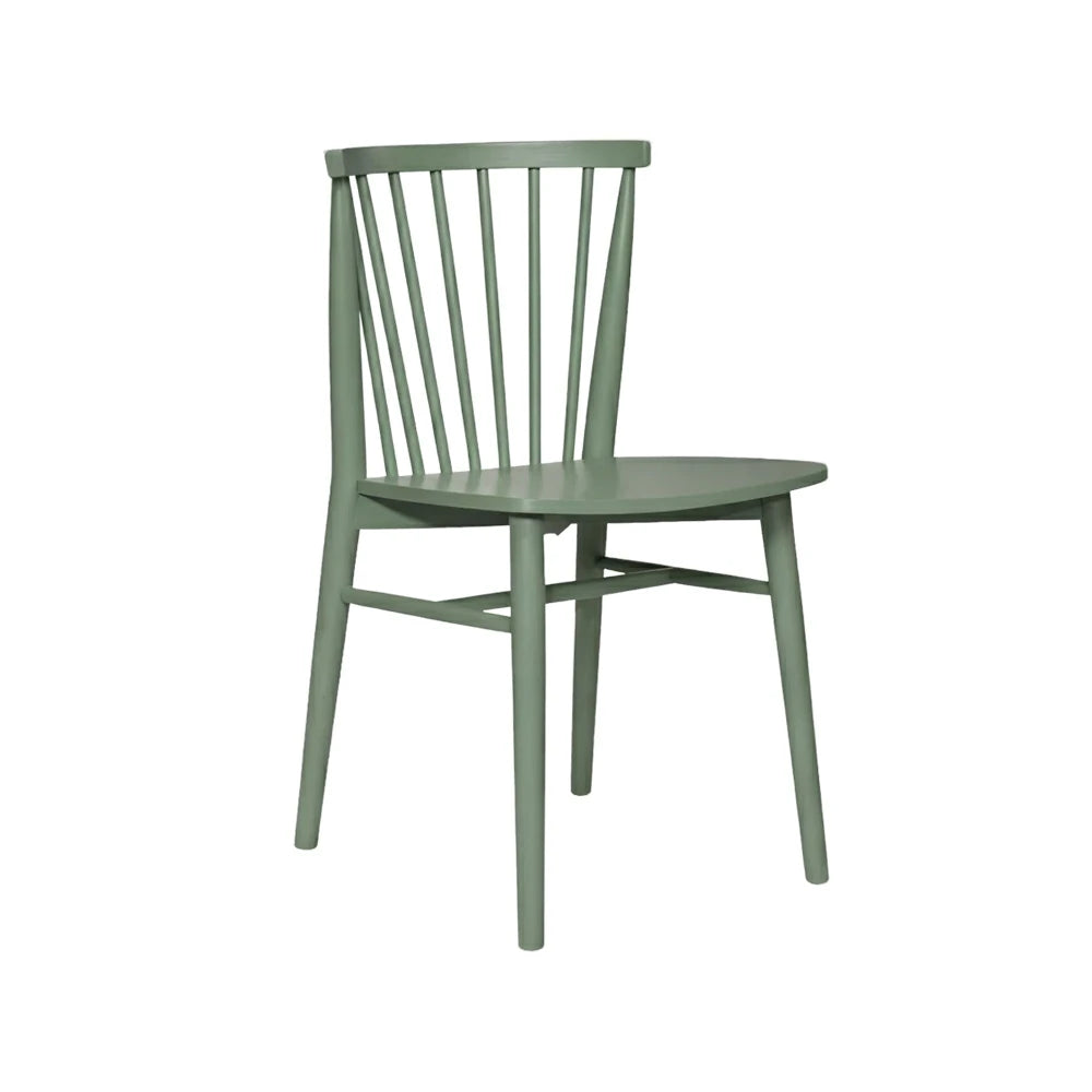 LIVARA Nordic Solid Wood Dining Chair - Ergonomic Slat Back with Reinforced Frame & Stable Legs, Minimalist Kitchen Seat - Green