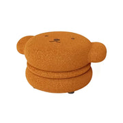 LIVARA Bear-Shaped Sherpa Upholstered Stool, High-Resilience Foam Cushion, Solid Wood Frame, Wide Comfort Seat