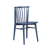 LIVARA Nordic Solid Wood Dining Chair - Ergonomic Slat Back with Reinforced Frame & Stable Legs, Minimalist Kitchen Seat - Blue