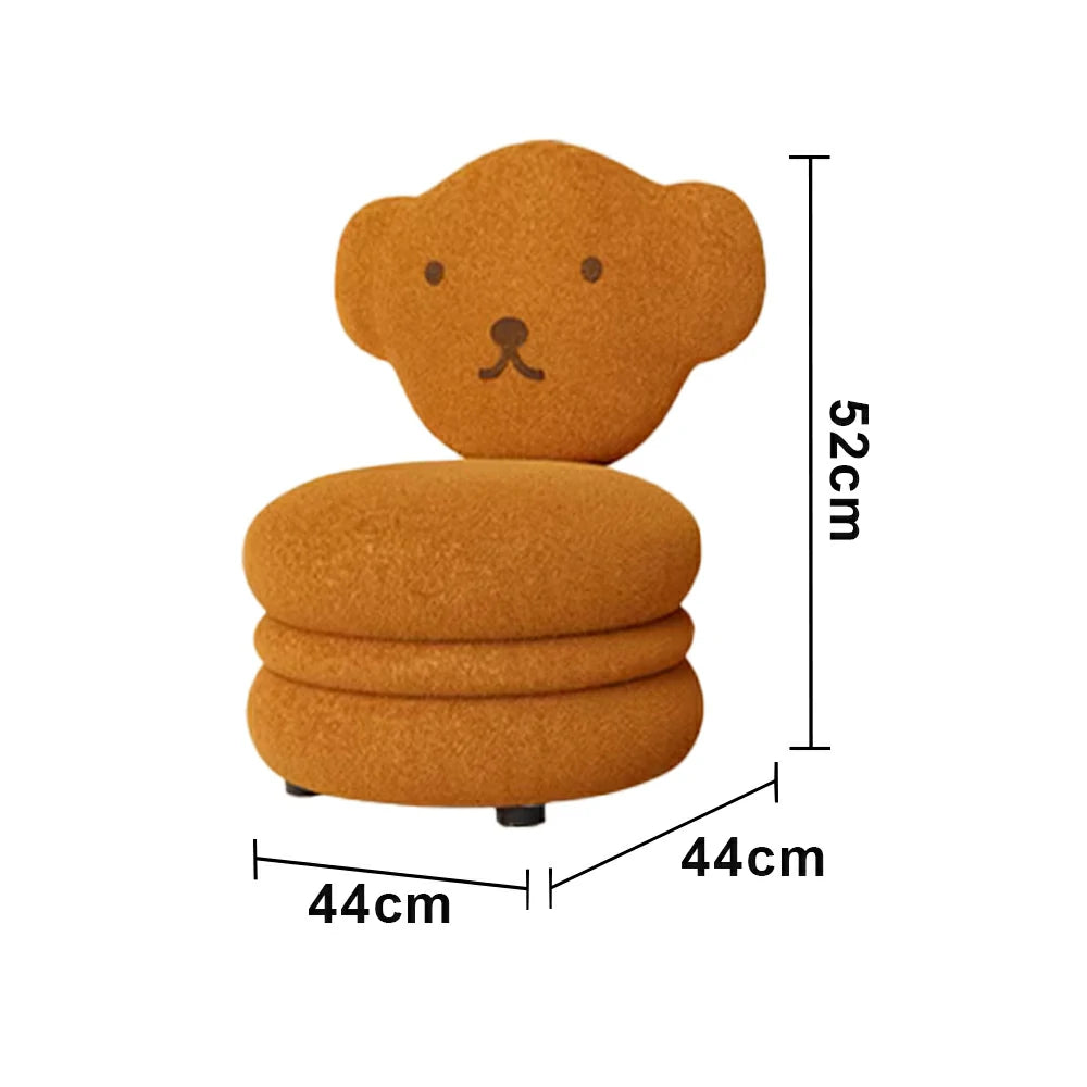 LIVARA Bear-Shaped Sherpa Upholstered Stool with Backrest, High-Resilience Foam Cushion, Solid Wood Frame, Wide Comfort Seat