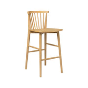 LIVARA Solid Wood Bar Stool - Ergonomic Slatted Backrest, Reinforced Crossbar Support, Durable Dining & Kitchen Seating - Natural
