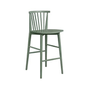 LIVARA Solid Wood Bar Stool - Ergonomic Slatted Backrest, Reinforced Crossbar Support, Durable Dining & Kitchen Seating - Green