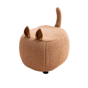 LIVARA Cat-Shaped Cashmere-Fleece Stool, Supportive Comfort Seat, Durable Upholstery, Rounded Safety Design - Coffee