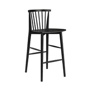 LIVARA Solid Wood Bar Stool - Ergonomic Slatted Backrest, Reinforced Crossbar Support, Durable Dining & Kitchen Seating - Black