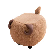 LIVARA Goat-Shaped Cashmere-Fleece Stool, Supportive Comfort Seat, Durable Upholstery, Rounded Safety Design - Coffee