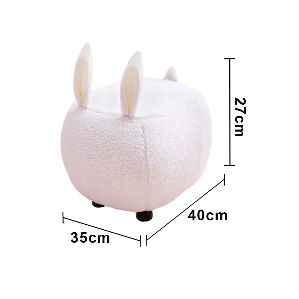 LIVARA Bunny-Shaped Cashmere-Fleece Stool, Supportive Comfort Seat, Durable Upholstery, Rounded Safety Design - White