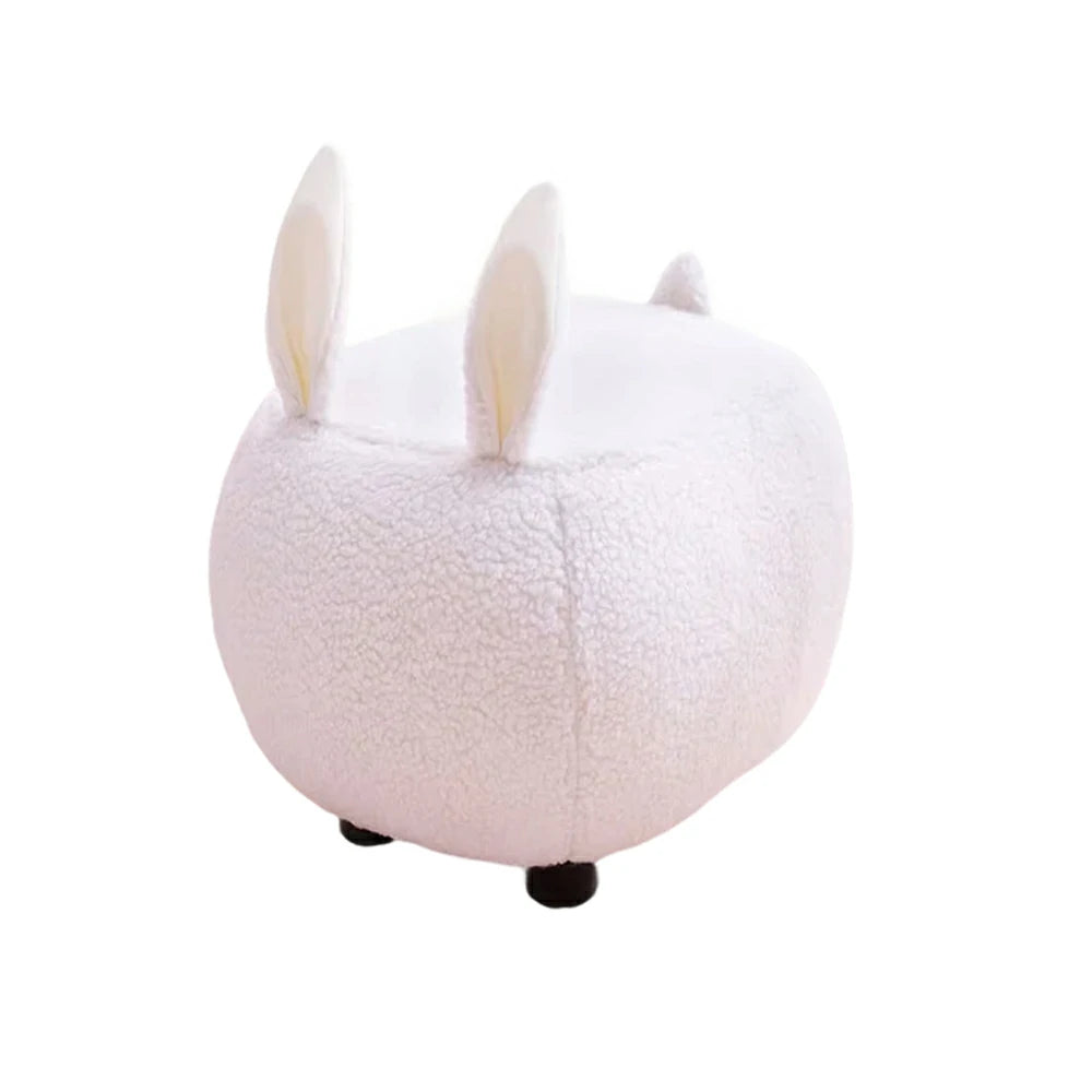 LIVARA Bunny-Shaped Cashmere-Fleece Stool, Supportive Comfort Seat, Durable Upholstery, Rounded Safety Design - White