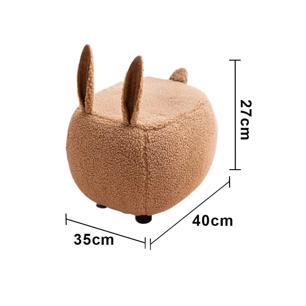 LIVARA Bunny-Shaped Cashmere-Fleece Stool, Supportive Comfort Seat, Durable Upholstery, Rounded Safety Design - Coffee