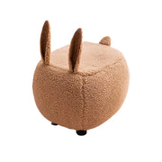 LIVARA Bunny-Shaped Cashmere-Fleece Stool, Supportive Comfort Seat, Durable Upholstery, Rounded Safety Design - Coffee