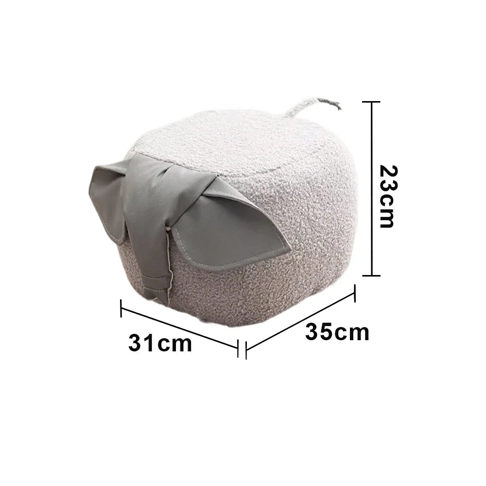 LIVARA Elephant-Shaped Teddy Fleece Stool, Supportive Comfort Seat, Durable Upholstery, Rounded Safety Design - Grey